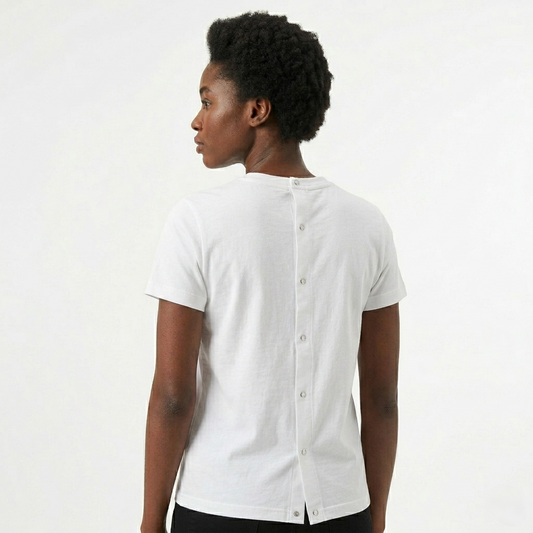 Women's Full Back-Snap Adaptive T-Shirt | Snap-Close | Overhead-Free | Vintage Floral Print